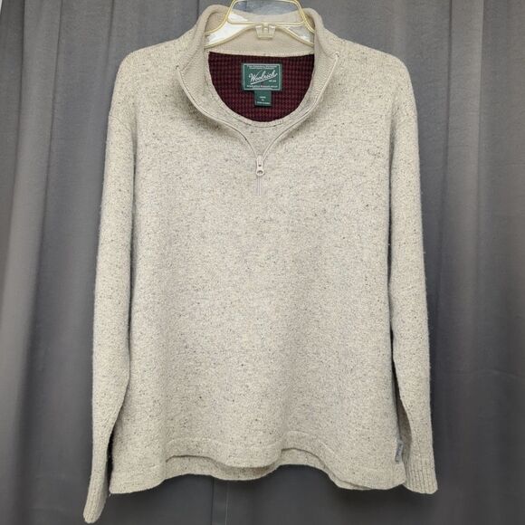 Woolrich Lambswool Sweater 1/4 Zip Pullover Oatmeal Heather Men's Size XL - Picture 1 of 8